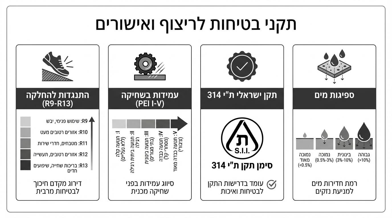 תקני בטיחות ואיכות לריצוף בישראל - מה חובה לדעת