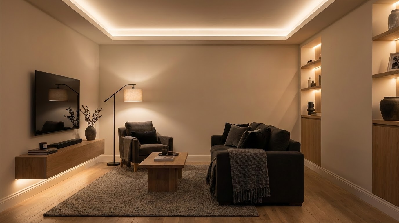 תאורה חמה בעיצוב הבית - שילוב של מקורות אור בגבהים שונים