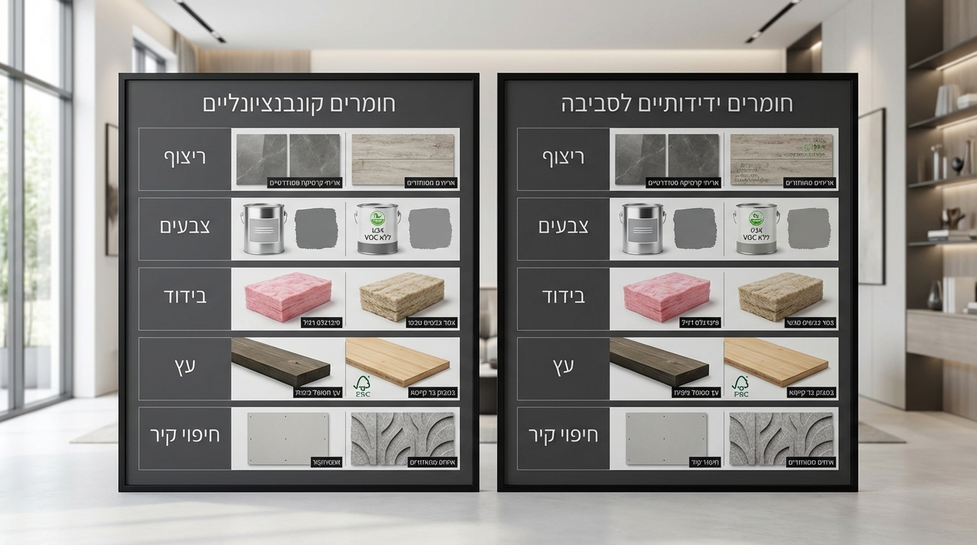 השוואת חלופות ירוקות לחומרי בנייה נפוצים