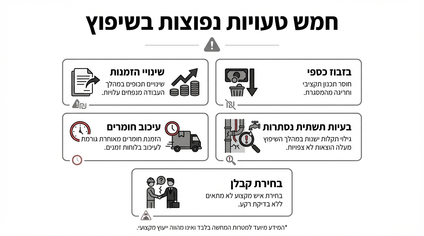 חמש טעויות נפוצות בשיפוץ דירה ישנה - מדריך למניעה