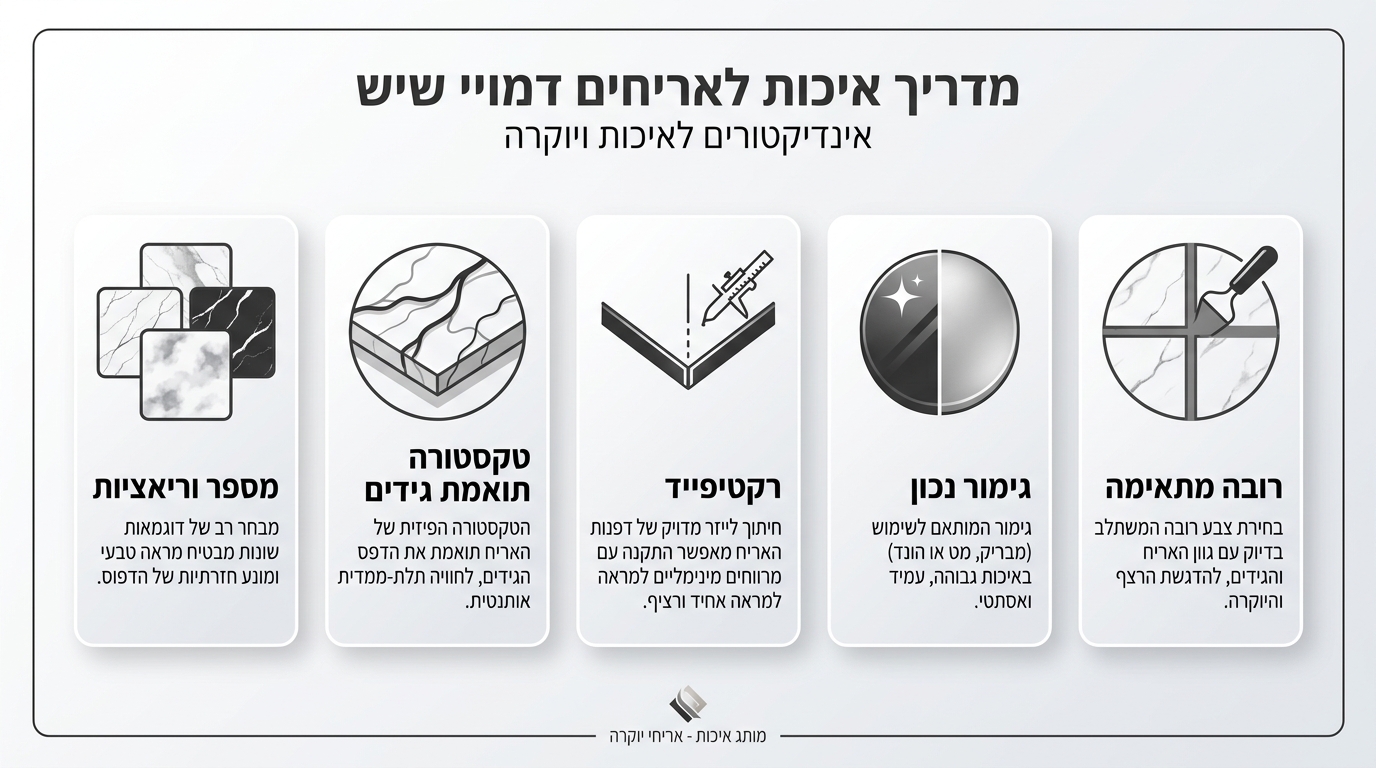 חמישה סימנים לאריח דמוי שיש באיכות גבוהה שנראה כמו שיש טבעי