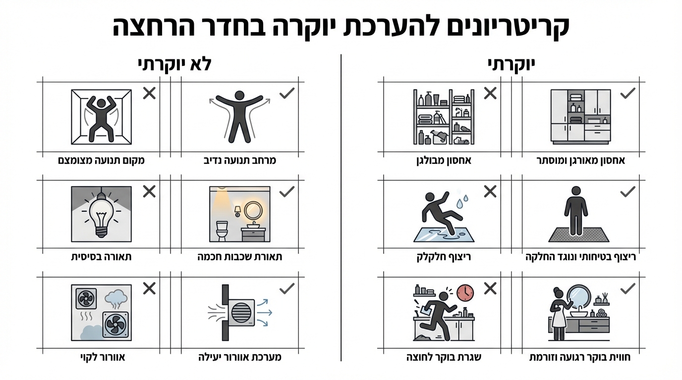 מדד הפינוק לחדר רחצה הורים — קריטריונים מקצועיים לתחושת ספא אמיתית