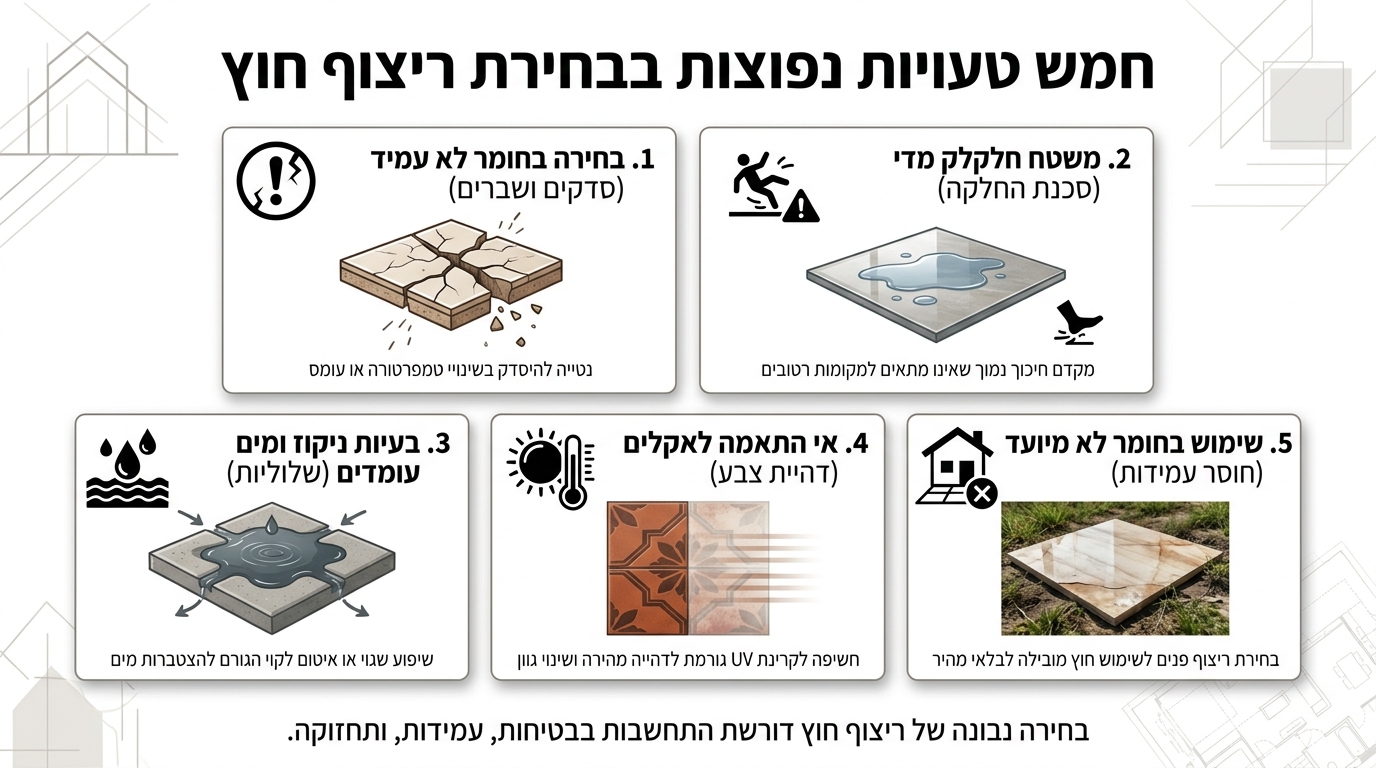 טעויות נפוצות שיש להימנע מהן בבחירת אריחי מרפסת